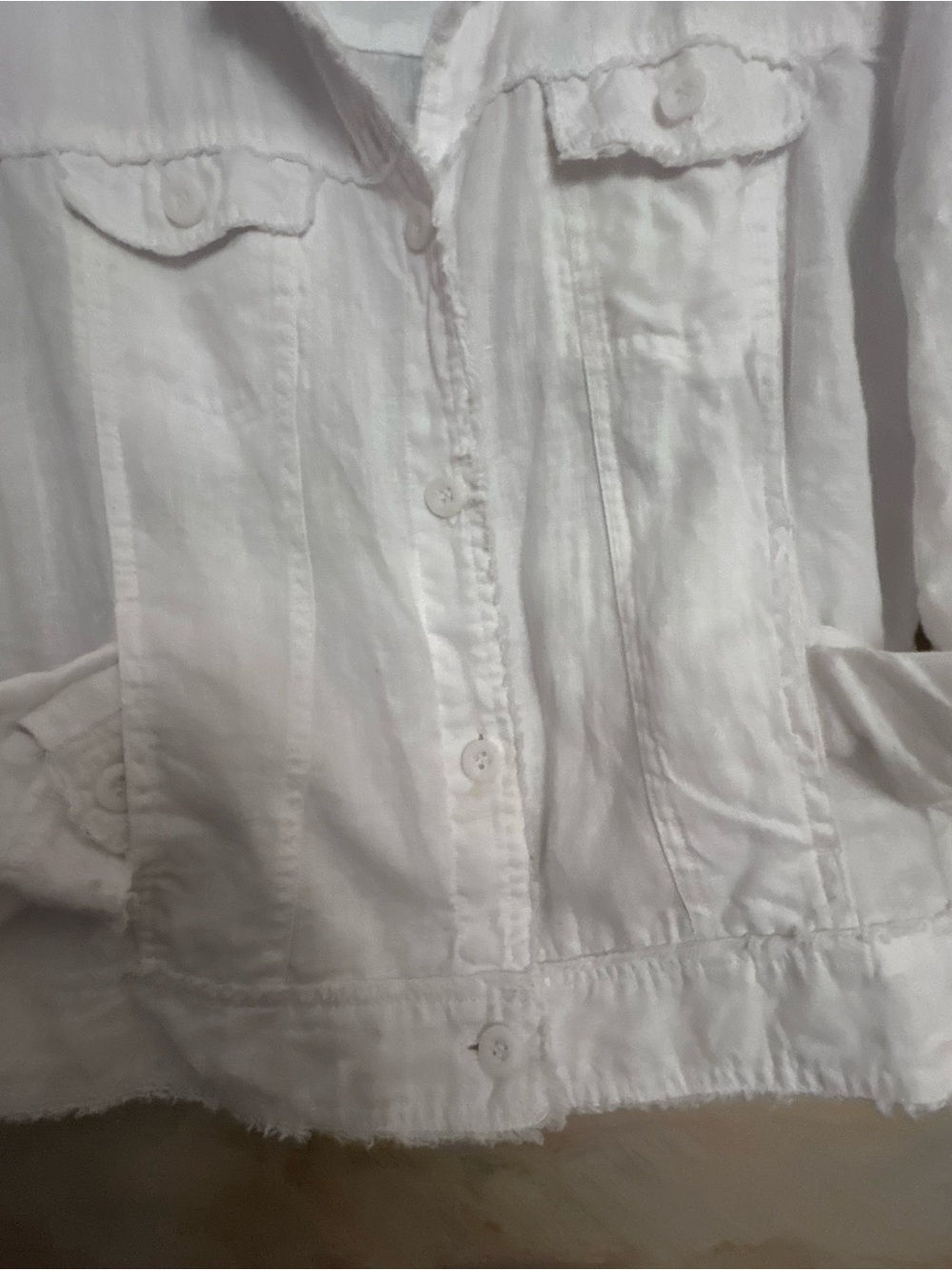 Lulu-B White Linen Button-Up Jacket with pockets - Picture 10 of 11
